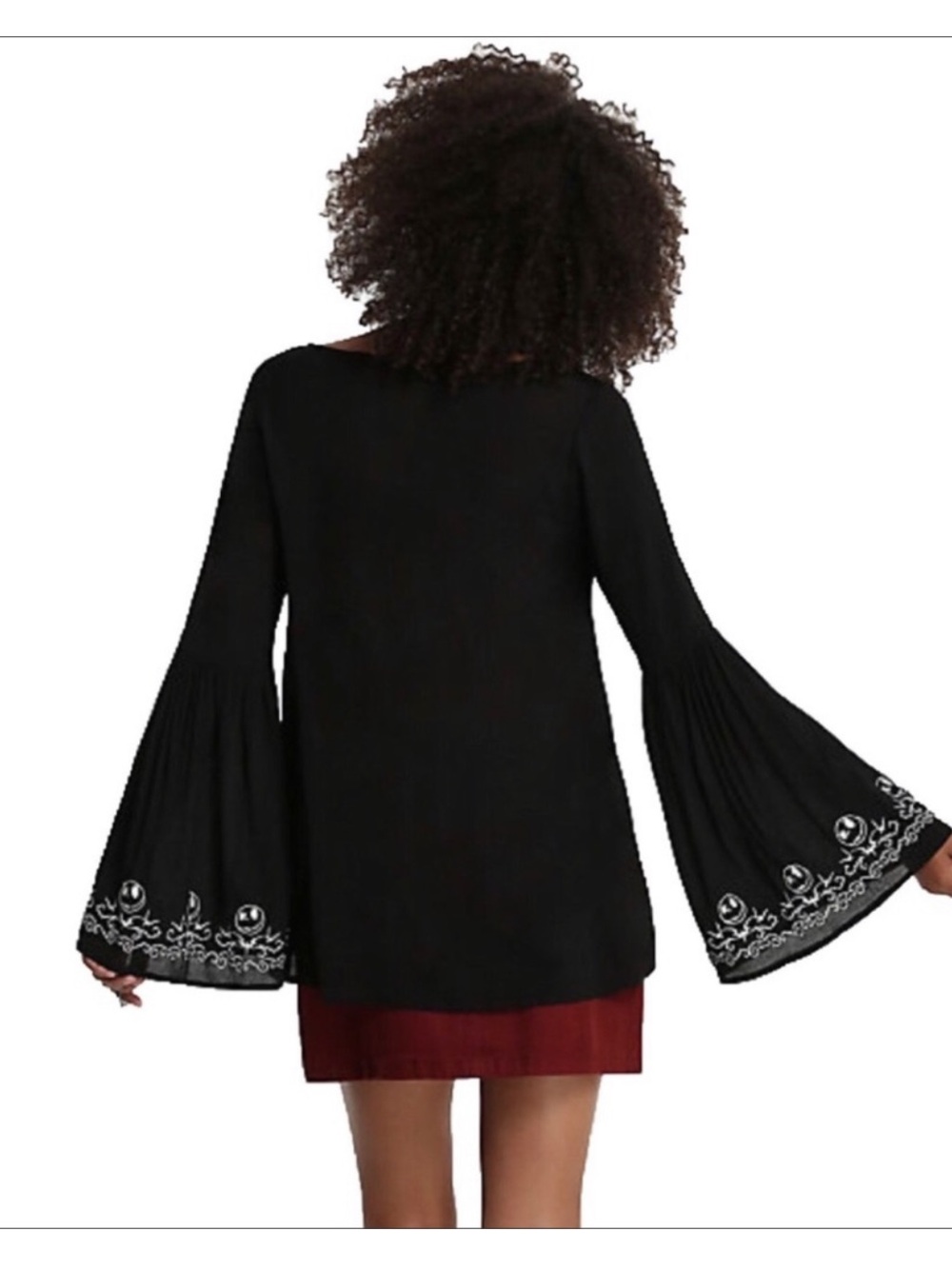 Nightmare Before Christmas Jack Skellington Bell Sleeve LG Womens Top blouse